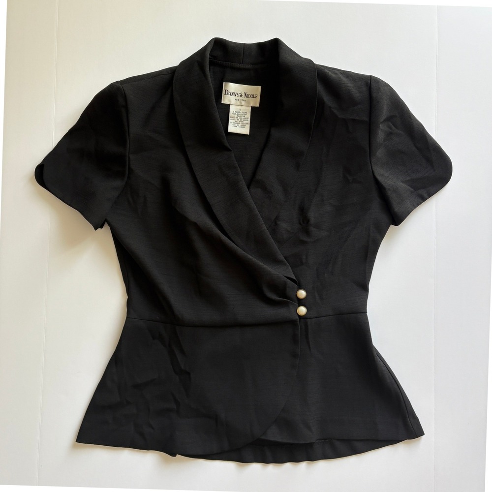 Vintage Danny & Nicole Black Blazer White and Gold Button Detail